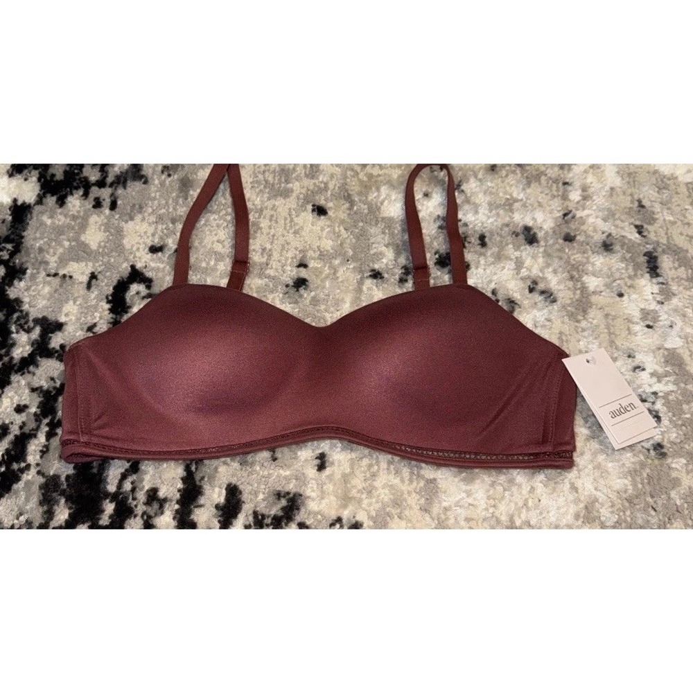 Auden Bra 32B Lightly Lined Balconette Wireless‎ Brown-Maroon